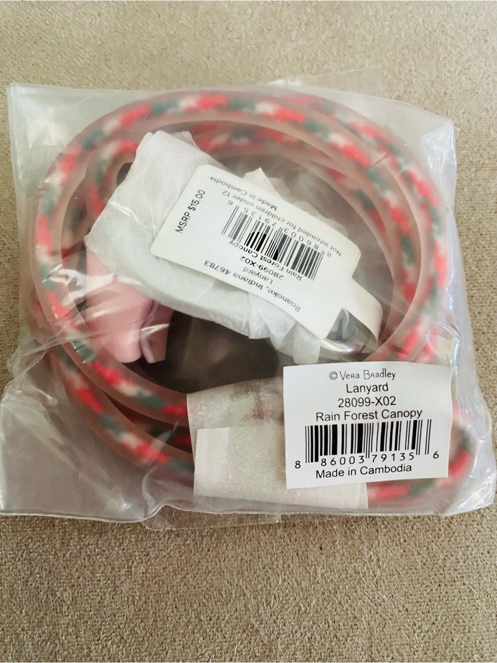 Vera Bradley Lanyard NWT “ Rain Forest Canopy”